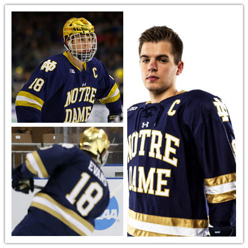 Mens Notre Dame Fighting Irish #18 Jake Evans Under Armour Navy Notre Dame Hockey Game Jersey