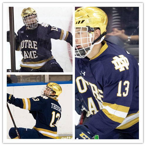 Mens Notre Dame Fighting Irish #13 Colin Theisen Under Armour Navy Notre Dame Hockey Game Jersey