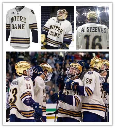 Mens Notre Dame Fighting Irish Custom Riley Sheahan Kyle Palmieri Andrew Peeke  Stephen Johns 2018 White 50TH Anniversary Under Armour Hockey Jersey