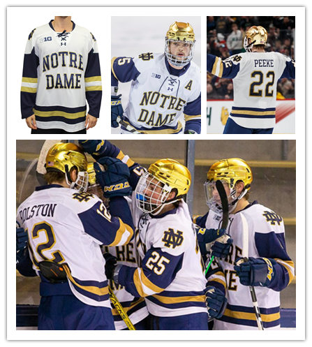 Mens Notre Dame Fighting Irish Custom Jake Evans Cal Petersen Steven Fogarty Anders Lee Under Armour White Hockey Jersey