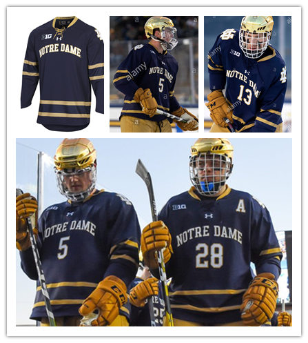 Mens Notre Dame Fighting Irish Custom Nate Clurman Colin Theisen Michael Graham Pierce Crawford Jack MacNab Spencer Stastney Navy Limited Under Armour Hockey Jersey