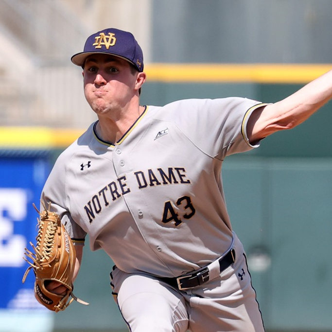 Mens Notre Dame Fighting Irish #43 Will Mercer  Under Armour Grey College Baseball Game Jersey