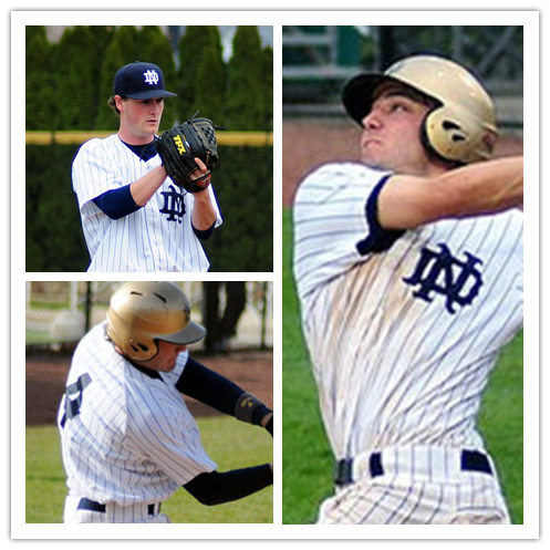 Mens Notre Dame Fighting Irish Custom Matt Vierling Peter Solomon David Phelps John Walsh Adidas White Pinstripe Baseball Jersey