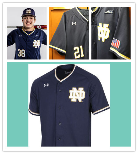 Mens Youth Notre Dame Fighting Irish Custom Under Armour Navy ND College Baseball Jersey