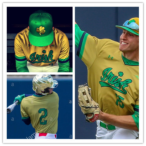 Mens Youth Notre Dame Fighting Irish Custom Gold Pullover Under Armour Baseball Jersey