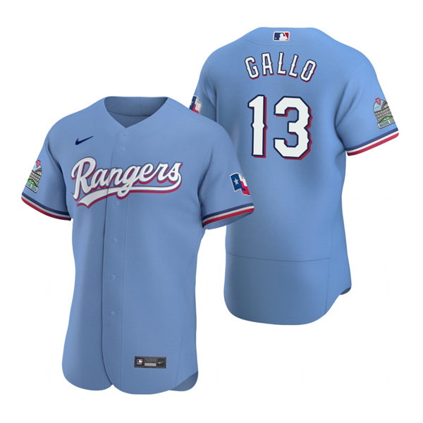 Mens Texas Rangers #13 Joey Gallo Nike Light Blue Alternate FlexBase Player Jersey