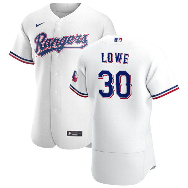 Mens Texas Rangers #30 Nathaniel Lowe Nike White Home FlexBase Player Jersey