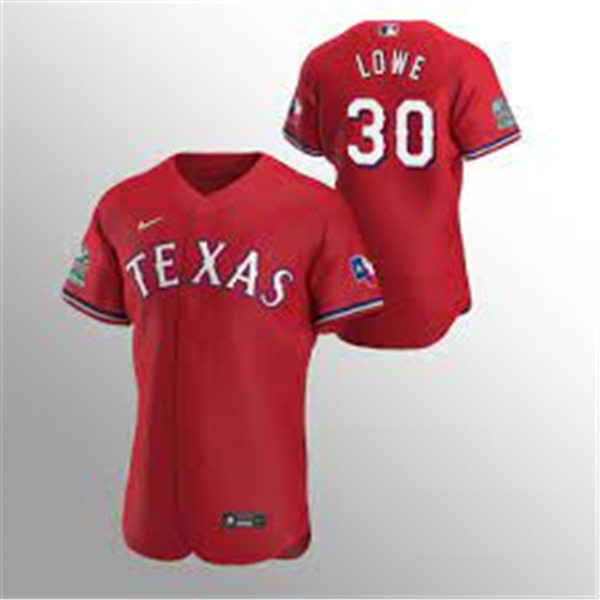 Mens Texas Rangers #30 Nathaniel Lowe Nike Red Alternate FlexBase Player Jersey