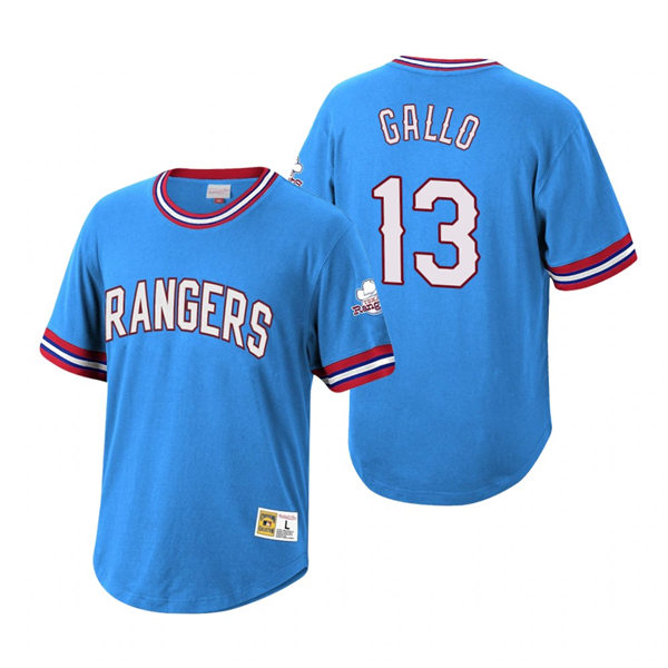 Mens Texas Rangers #13 Joey Gallo Mitchell & Ness Light Blue Cooperstown Collection Wild Pitch Jersey