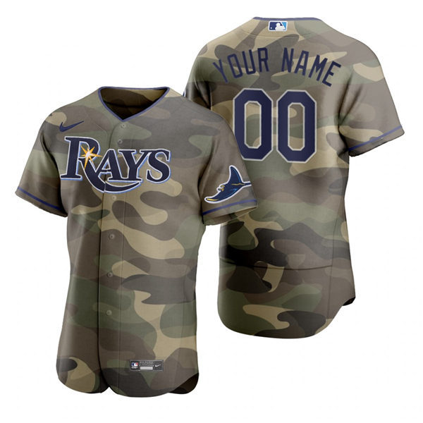 Mens Tampa Bay Rays Custom Wade Boggs Carl Crawford Carlos Pena Don Zimmer Fred McGriff Camo 2021 Armed Forces Day Jersey