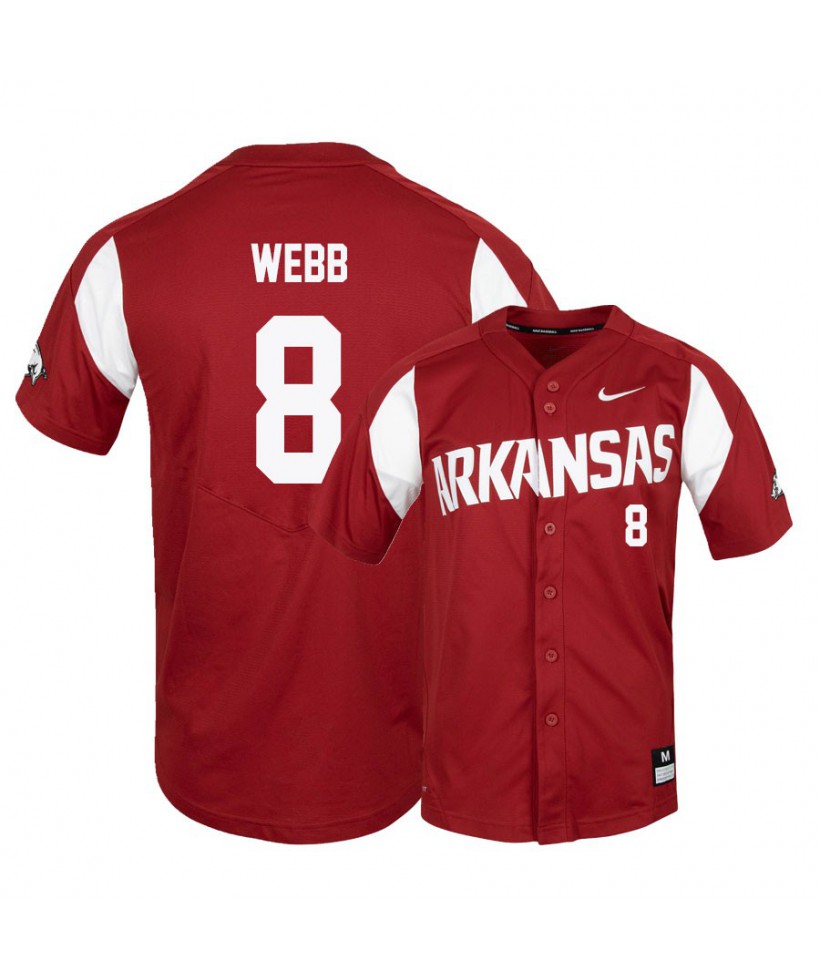 Mens Arkansas Razorbacks #8 BRAYDON WEBB Nike 2016 Cardinal White Baseball Jersey