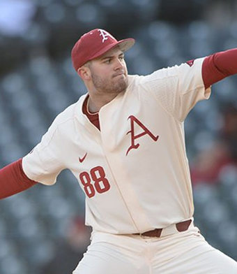 Mens Arkansas Razorbacks #88 Zebulon Vermillion Nike Cream College Baseball Jersey