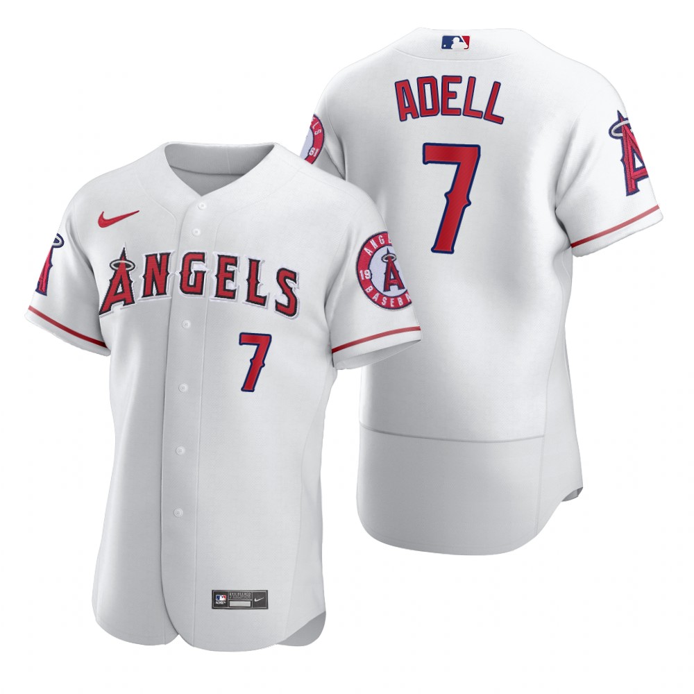 Mens Los Angeles Angels #7 Jo Adell Nike White Home FlexBase Jersey