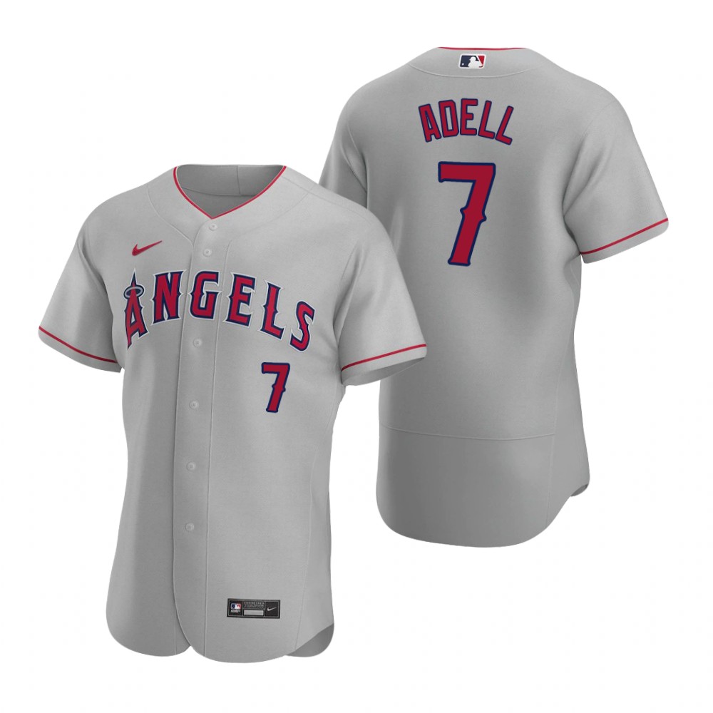 Mens Los Angeles Angels #7 Jo Adell Nike Gray Road FlexBase Jersey