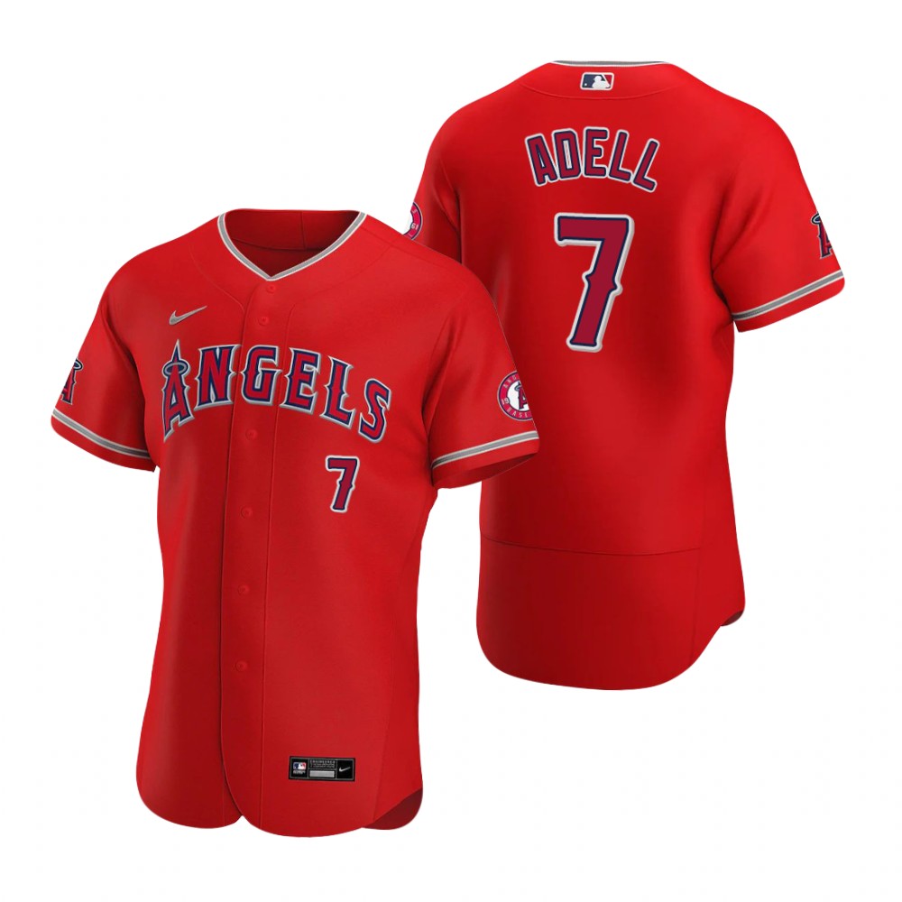 Mens Los Angeles Angels #7 Jo Adell Nike Red Alternate FlexBase Jersey