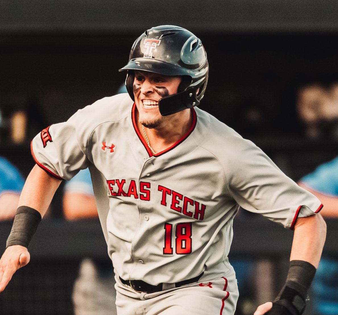 Mens Texas Tech Red Raiders #18 COLE STILWELL Grey Under Armour College Baseball Game Jersey