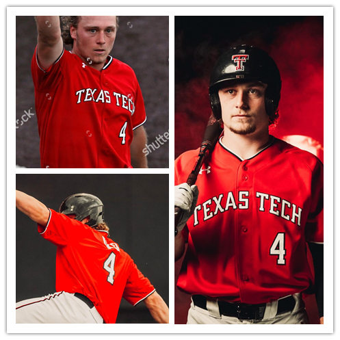 Mens Texas Tech Red Raiders #4 Dru Baker Red Under Armour College Baseball Game Jersey