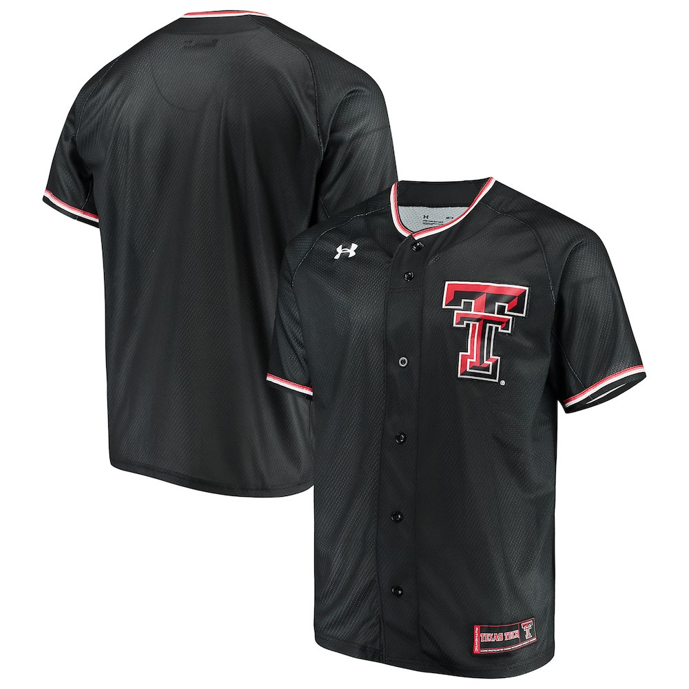 Mens Texas Tech Red Raiders Blank Black Under Armour College Baseball Team Jersey