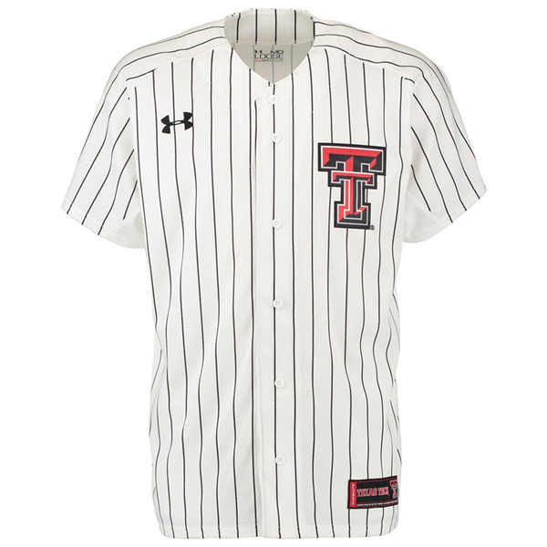 Mens Texas Tech Red Raiders Blank White Pinstripe Under Armour College Baseball Team Jersey