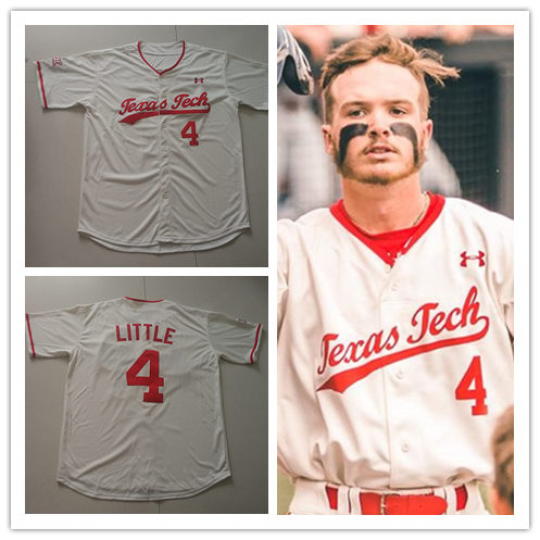 Mens Texas Tech Red Raiders #4 Grant Little Under Armour Cream Button College Baseball Game Jersey