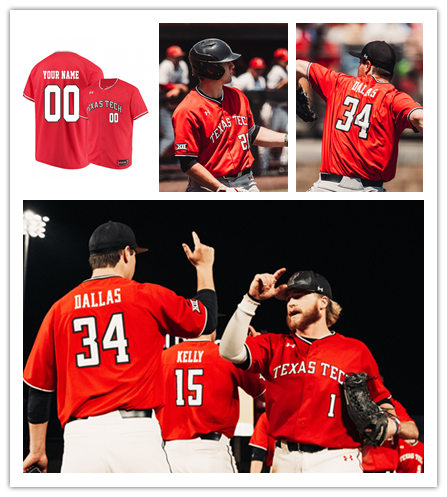 Mens Texas Tech Red Raiders Custom Davis Martin Kelby Tomlinson Chad Bettis Roger Kieschnick Red Under Armour Baseball Jersey