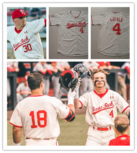 Mens Texas Tech Red Raiders Custom Grant Little Jace Jung Cal Conley Dru Baker Patrick Monteverde Micah Dallas Cream Under Armour Baseball Jersey