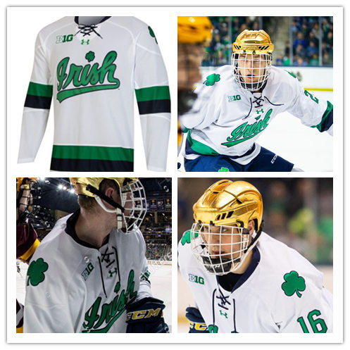 Youth Notre Dame Fighting Irish Custom Chase Blackmun Alex Steeves Steven Fogarty Anders Lee  Under Armour 2020 White Hockey Jersey