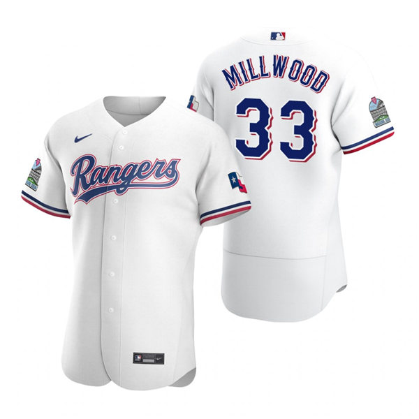 Mens Texas Rangers Retired Player #33 Kevin Millwood Nike White Home FlexBase Jersey