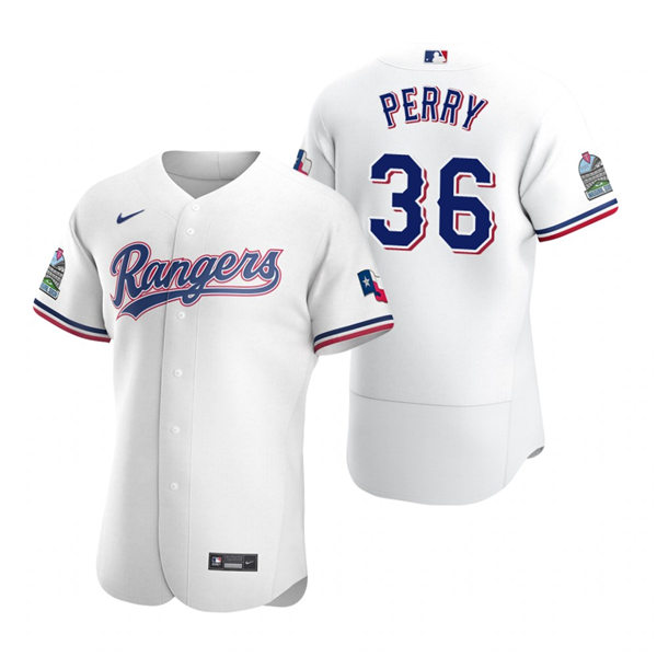 Mens Texas Rangers Retired Player #36 Gaylord Perry Nike White Home FlexBase Jersey