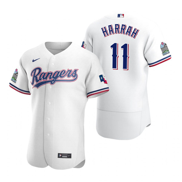 Mens Texas Rangers Retired Player #11 Toby Harrah Nike White Home FlexBase Jersey