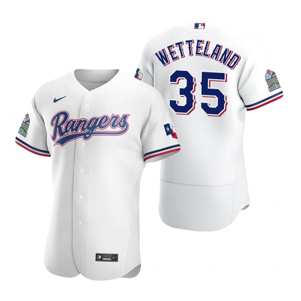 Mens Texas Rangers Retired Player #35 John Wetteland Nike White Home FlexBase Jersey