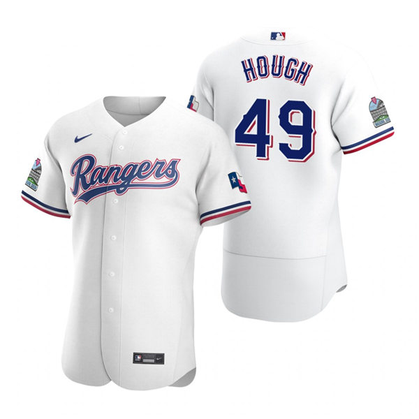 Mens Texas Rangers Retired Player #49 Charlie Hough Nike White Home FlexBase Jersey