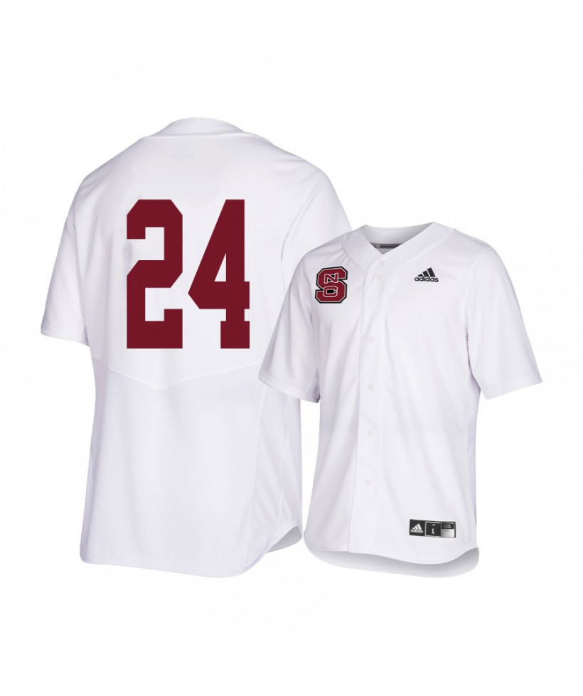 Mens NC State Wolfpack #24 Luca Tresh Adidas White Elite College Baseball Jersey