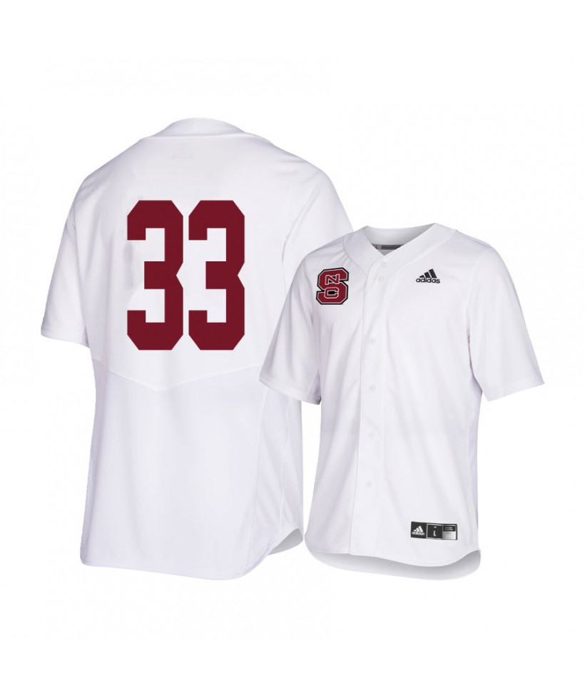Mens NC State Wolfpack #33 AUSTIN MURR Adidas White Elite College Baseball Jersey