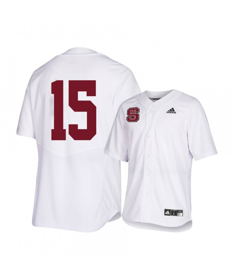 Mens NC State Wolfpack #15 J.T. JARRETT Adidas White Elite College Baseball Jersey