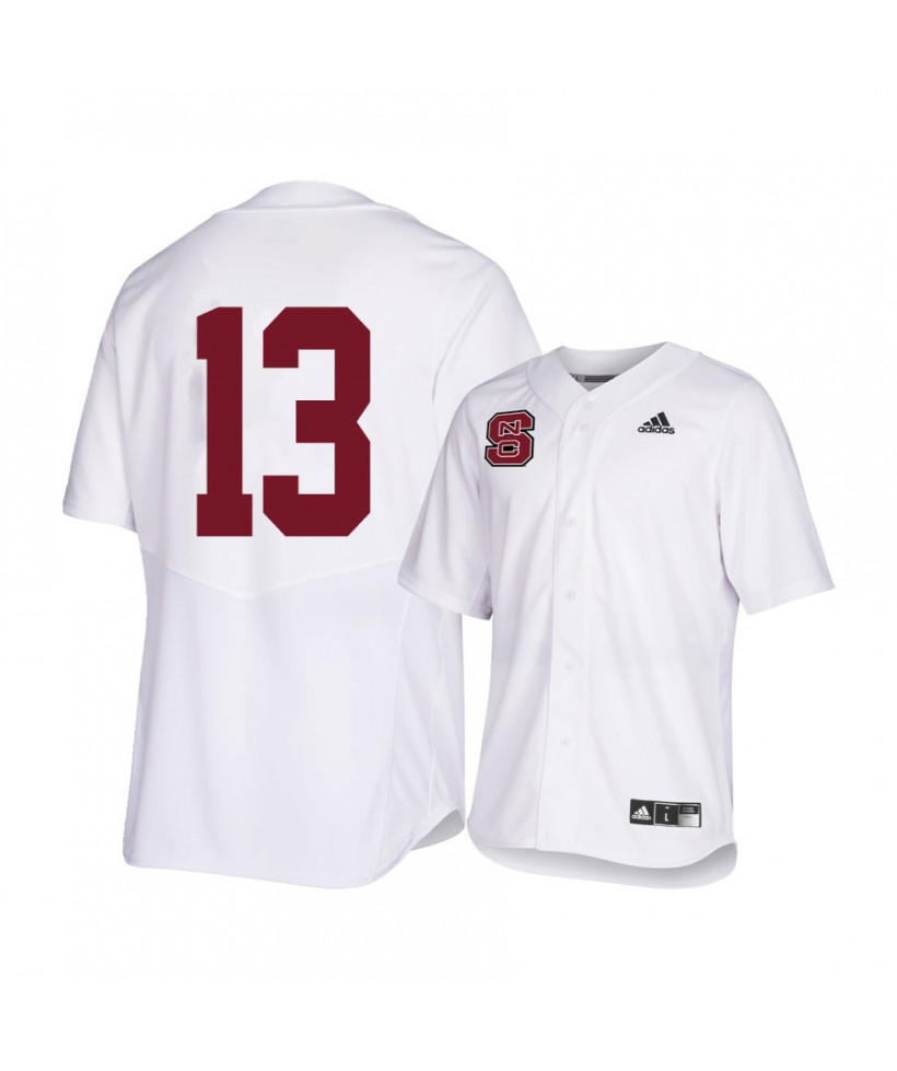 Mens NC State Wolfpack #13 TYLER MCDONOUGH Adidas White Elite College Baseball Jersey