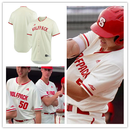 Mens NC State Wolfpack Custom Trea Turner Carlos Rodon Cory Mazzoni Andrew Knizner Jake Buchanan Adidas 2019 Cream Baseball Jersey