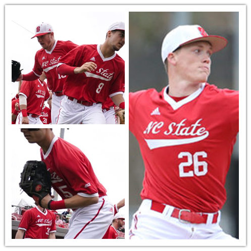 Mens NC State Wolfpack Custom Trea Turner Carlos Rodon Cory Mazzoni DeAngelo Giles Eddie Eisert Adidas 2014 Red Pullover Baseball Jersey