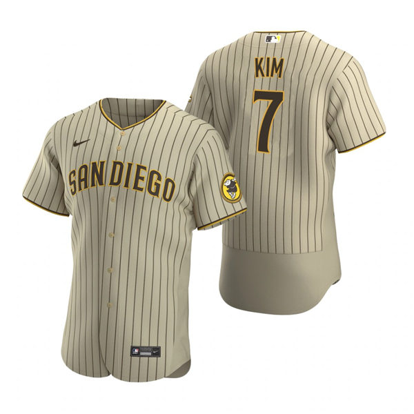 Mens San Diego Padres #7 Ha-Seong Kim  Nike Tan Brown Alternate Flex Base Jersey