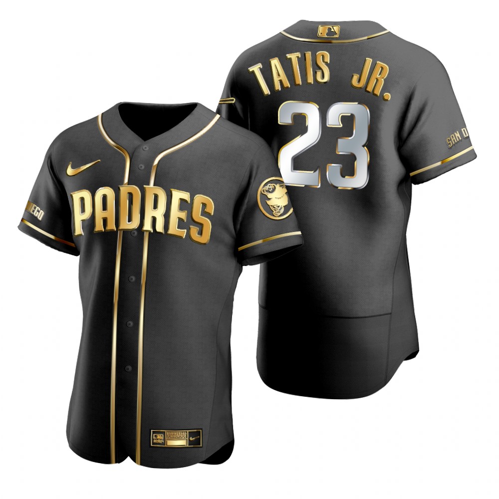 Mens San Diego Padres #23 Fernando Tatis Jr. Stitched Nike Black Golden Edition Jersey