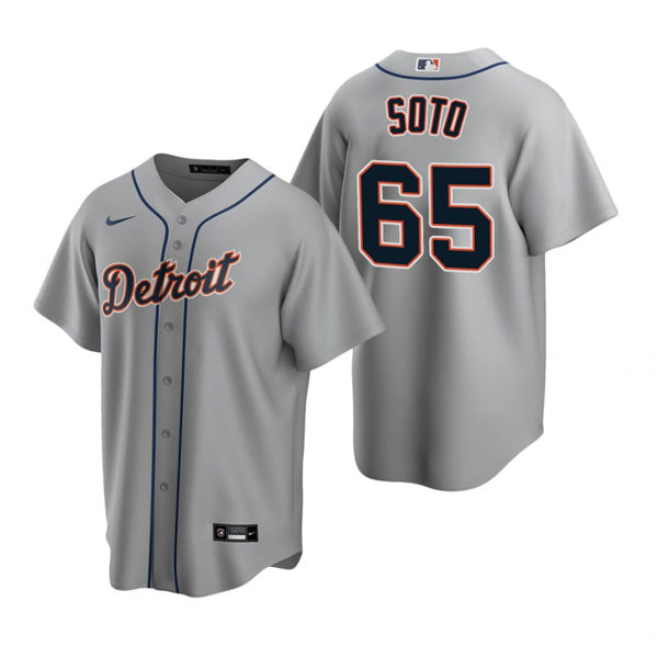 Mens Detroit Tigers #65 Gregory Soto Nike Grey Road CoolBase Jersey