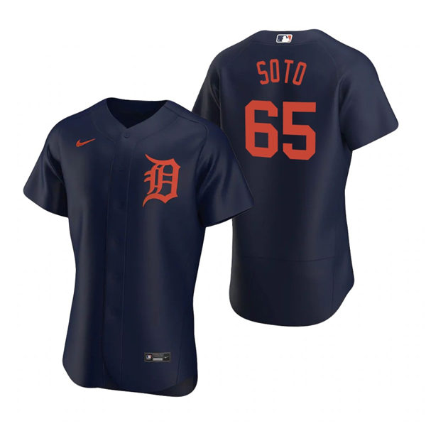 Mens Detroit Tigers #65 Gregory Soto Nike Navy Orange Flex base Jersey