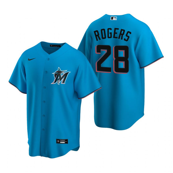 Mens Miami Marlins #28 Trevor Rogers Nike Blue Alternate CoolBase Jersey