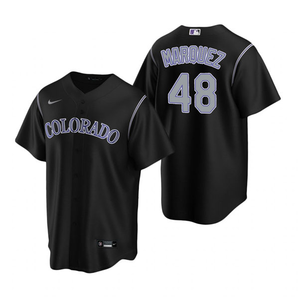 Mens Colorado Rockies #48 German Marquez Nike Black Replica Alternate Jersey