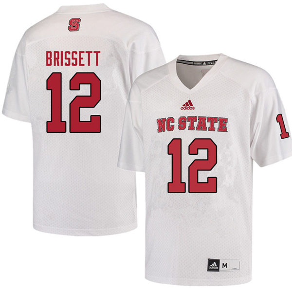 Mens NC State Wolfpack #12 Jacoby Brissett Adidas White Stitched College Football Jersey