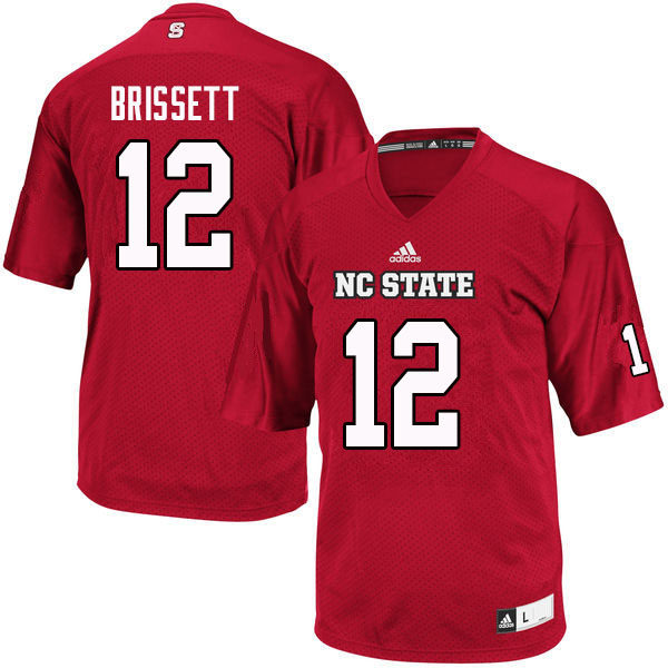 Mens NC State Wolfpack #12 Jacoby Brissett Adidas Red Stitched College Football Jersey