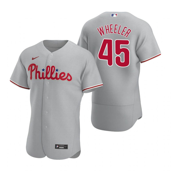 Mens Philadelphia Phillies #45 Zack Wheeler Nike Road Grey FlexBase Baseball Jersey