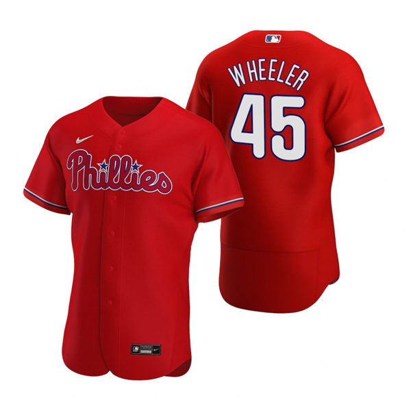 Mens Philadelphia Phillies #45 Zack Wheeler Nike Red Alternate FlexBase Baseball Jersey