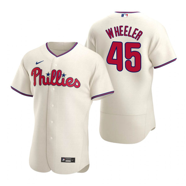 Mens Philadelphia Phillies #45 Zack Wheeler Nike Cream Alternate Flex base Baseball Jersey