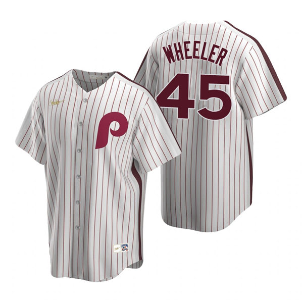 Mens Philadelphia Phillies #45 Zack Wheeler Nike White Stitched Cooperstown Collection Jersey